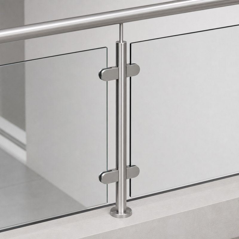 Round Inline Glass Railing Post