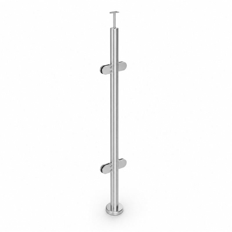 Round Inline Glass Railing Post