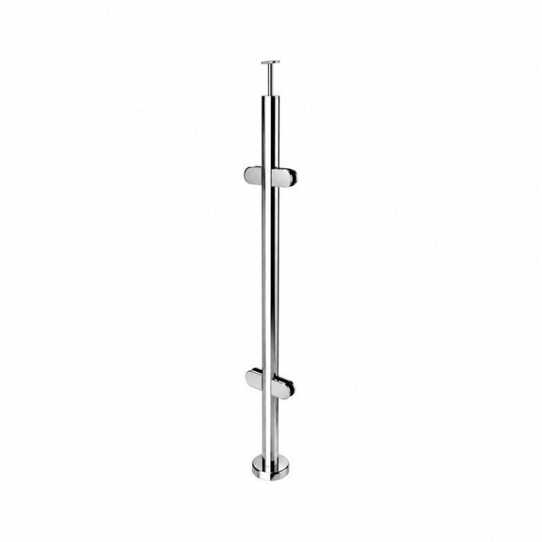 Reflective Silver Round Inline Glass Railing Post