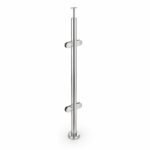 Reflective Silver Round Inline Glass Railing Post