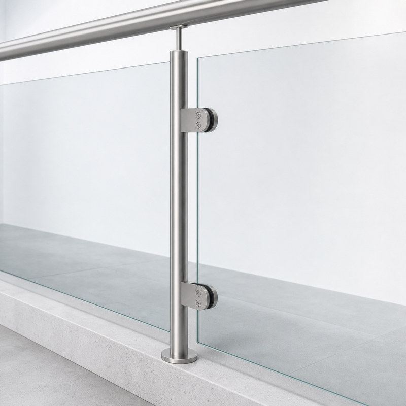 Round End Glass Railing Post
