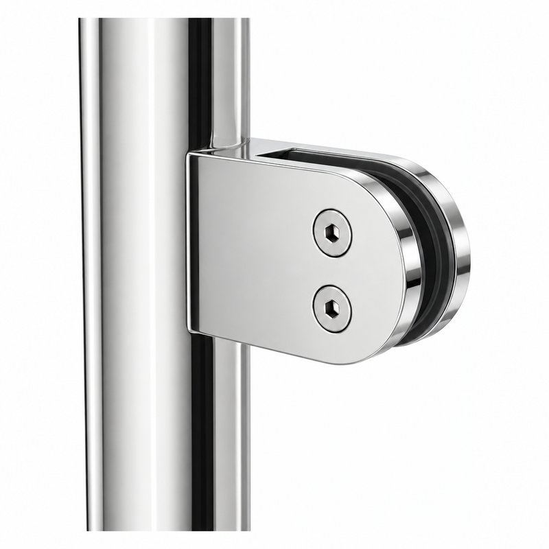 Reflective Silver Round End Glass Railing Post