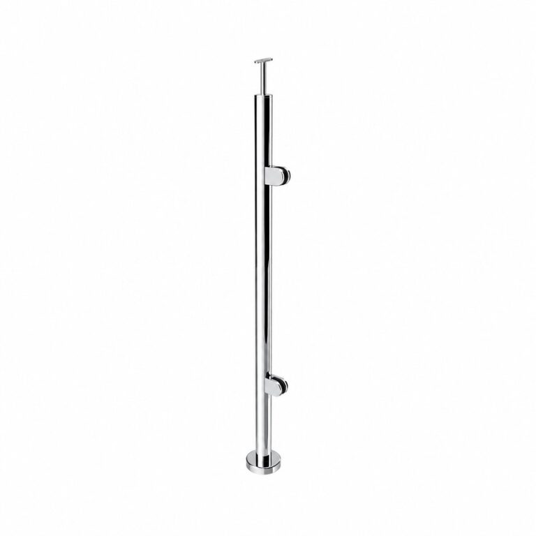 Reflective Silver Round End Glass Railing Post