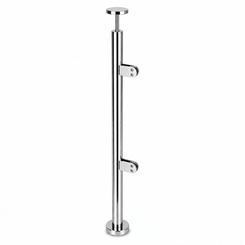 Reflective Silver Round End Glass Railing Post