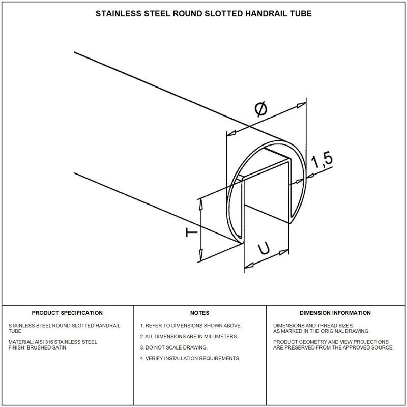 Round Slotted Glass Handrail Tube