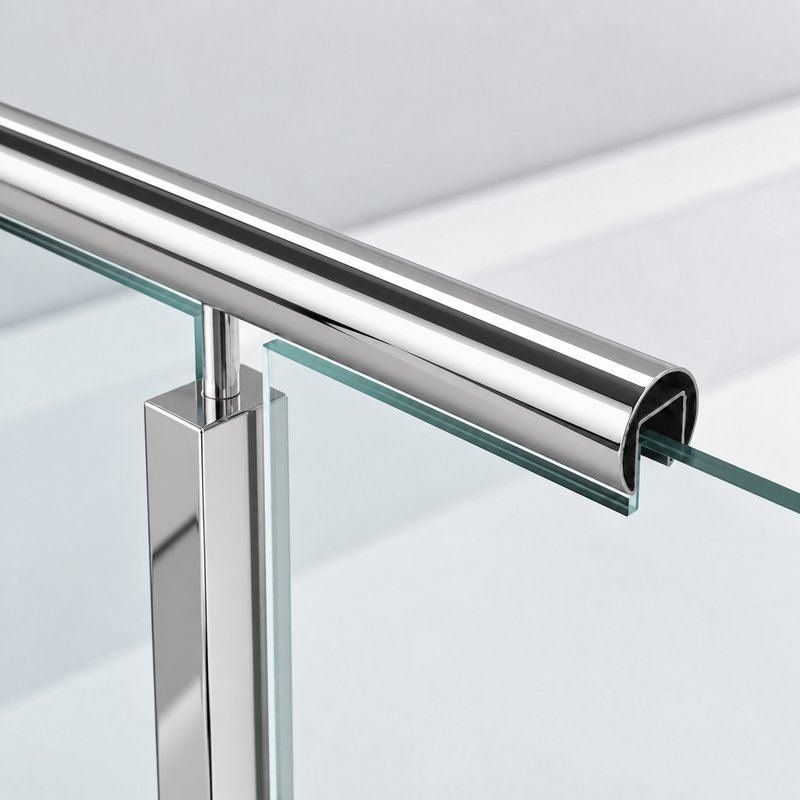 Reflective Silver Round Slotted Glass Handrail Tube
