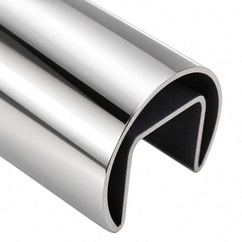 Reflective Silver Round Slotted Glass Handrail Tube