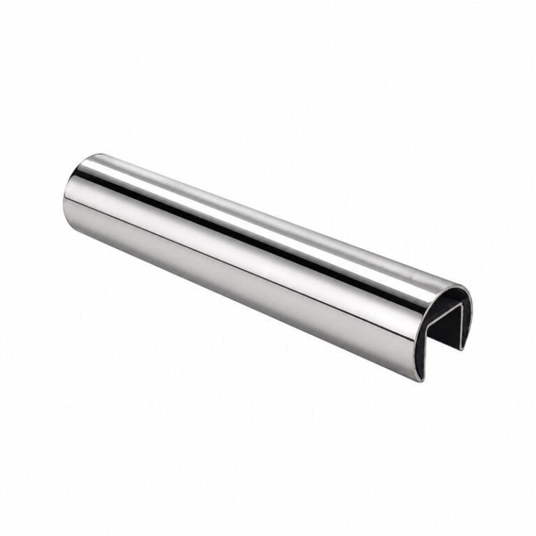 Reflective Silver Round Slotted Glass Handrail Tube