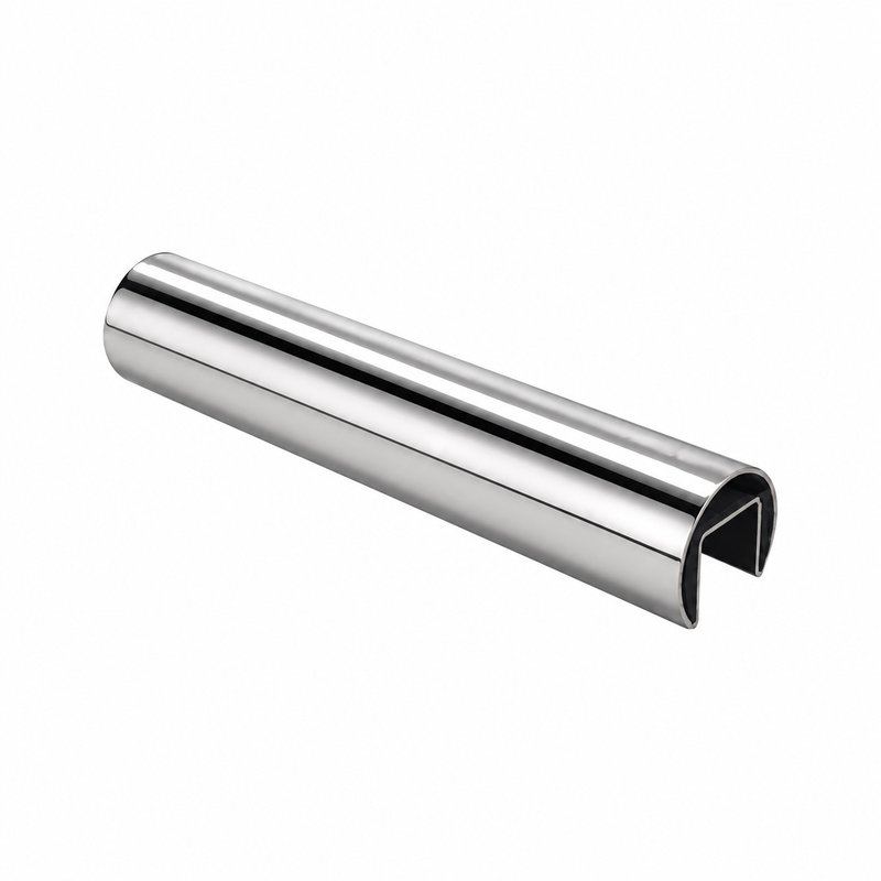 Reflective Silver Round Slotted Glass Handrail Tube