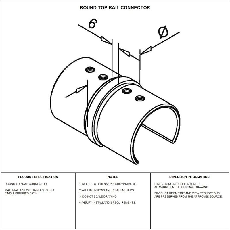 Reflective Silver Inline Round Slotted Top-rail Connector