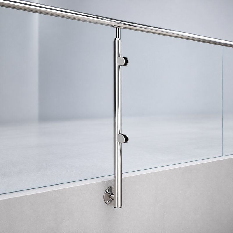 Reflective Silver Side-mounted Glass Railing End Post
