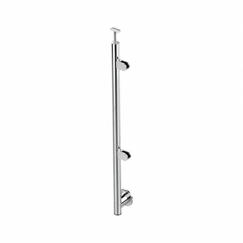 Reflective Silver Side-mounted Glass Railing End Post