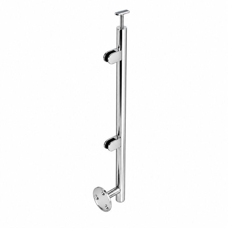 Reflective Silver Side-mounted Glass Railing End Post