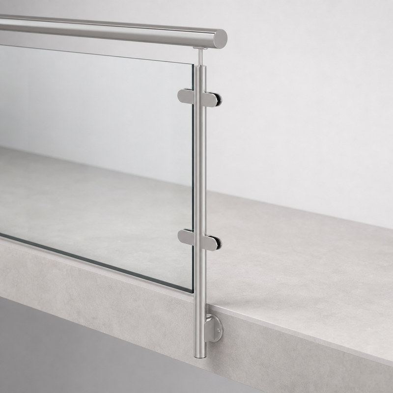 Side-mounted Inline Glass Railing Post