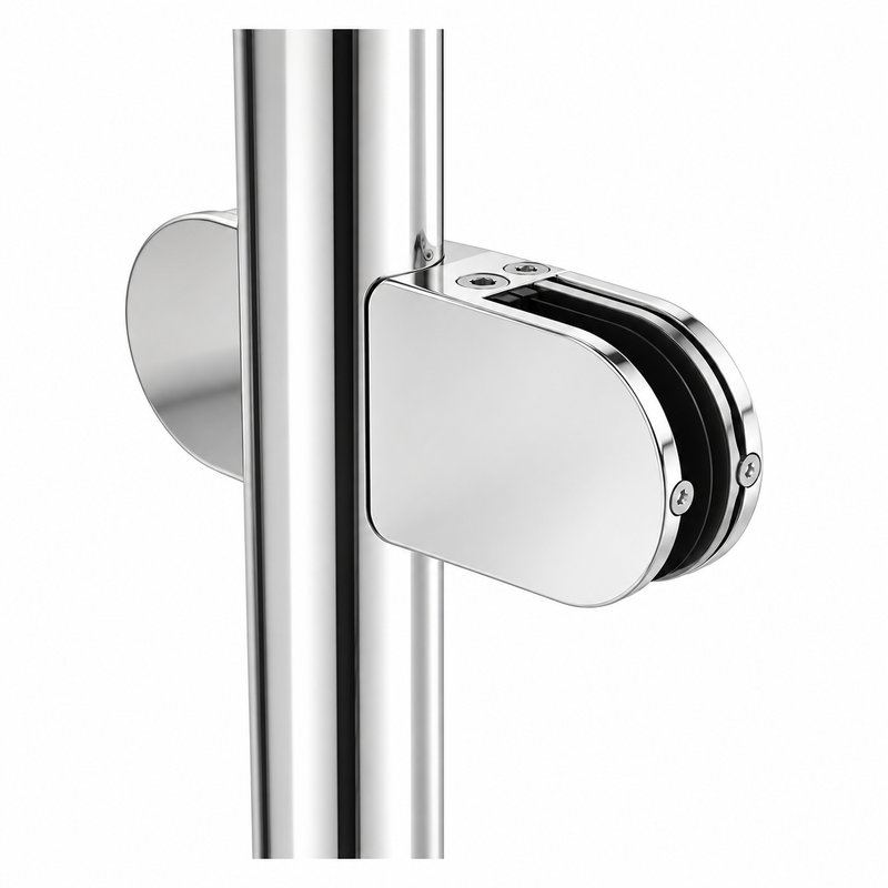 Reflective Silver Side-mounted Inline Glass Railing Post