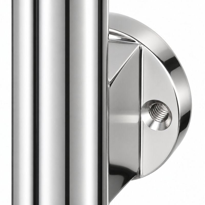 Reflective Silver Side-mounted Inline Glass Railing Post
