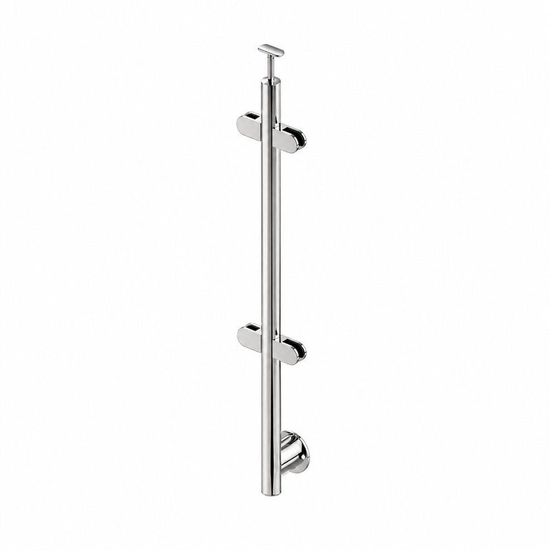 Reflective Silver Side-mounted Inline Glass Railing Post
