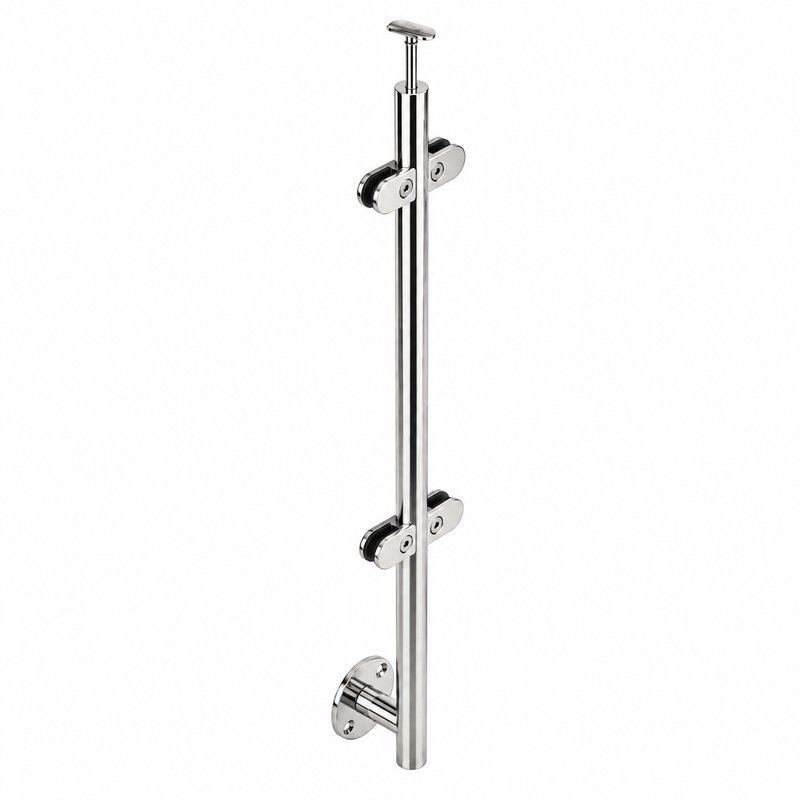 Reflective Silver Side-mounted Inline Glass Railing Post