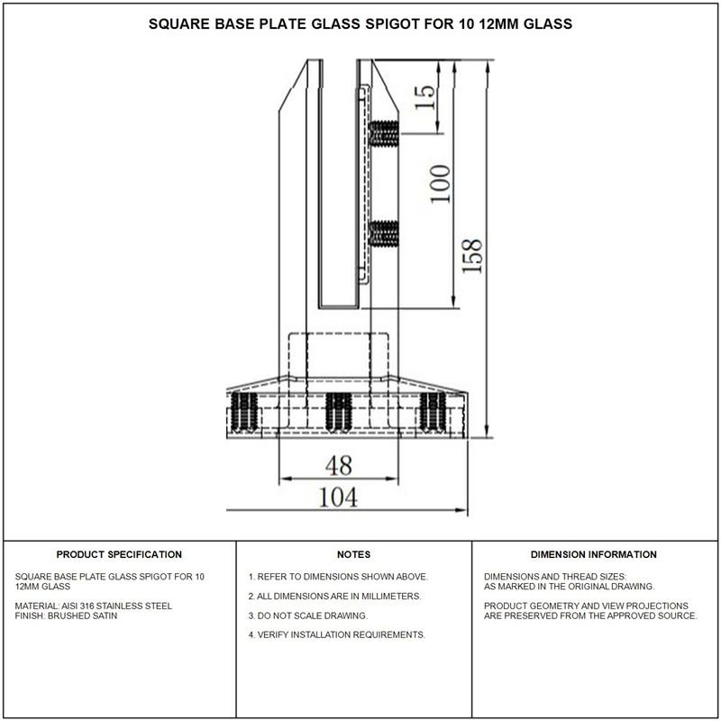 Chamfered-head Square-base Glass Spigot