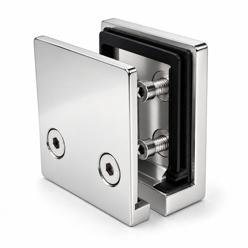 Reflective Silver Square Glass Clamp with Lower Face Screws