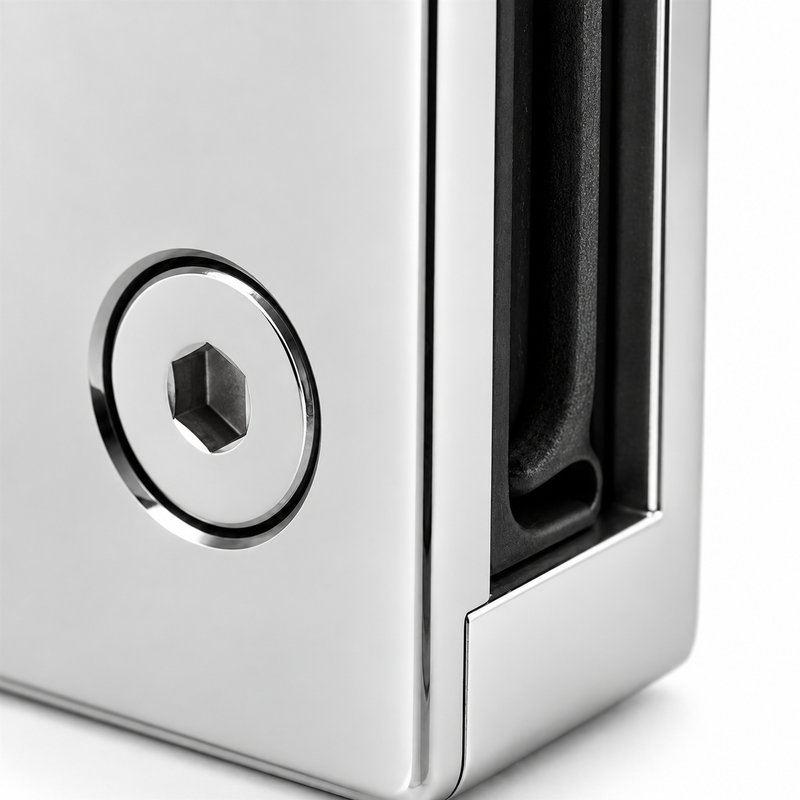 Reflective Silver Square Glass Clamp with Lower Face Screws