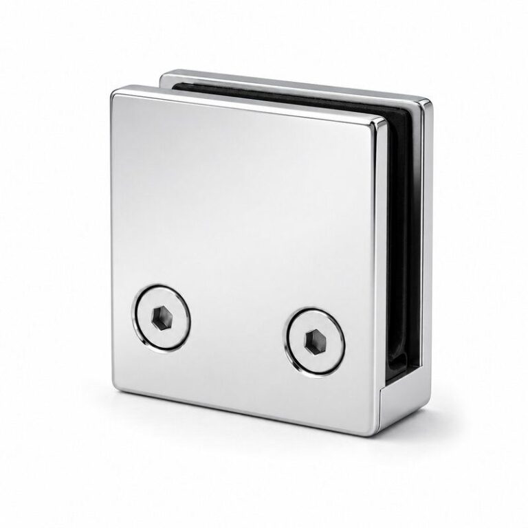 Reflective Silver Square Glass Clamp with Lower Face Screws