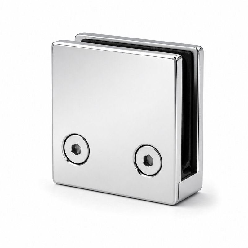 Reflective Silver Square Glass Clamp with Lower Face Screws