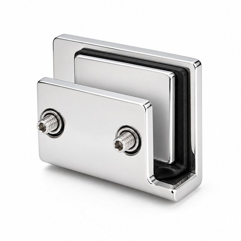 Reflective Silver Square Glass Clamp with Lower Face Screws