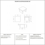 Reflective Silver Square Glass Railing End Cap