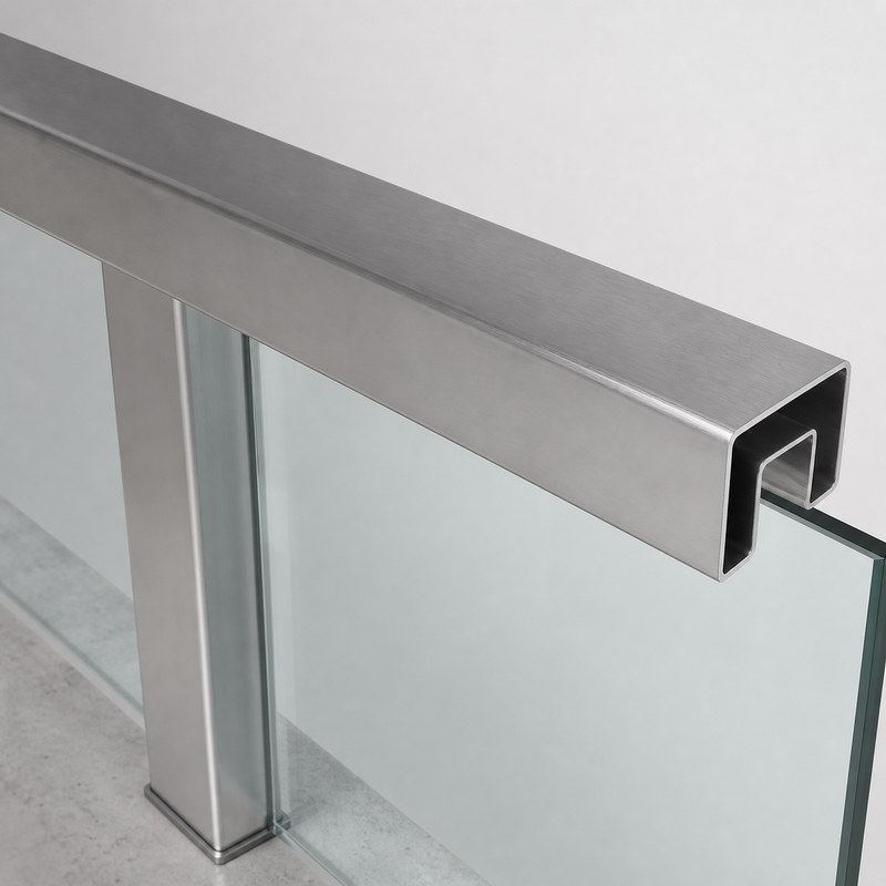 Square Slotted Glass Handrail Tube