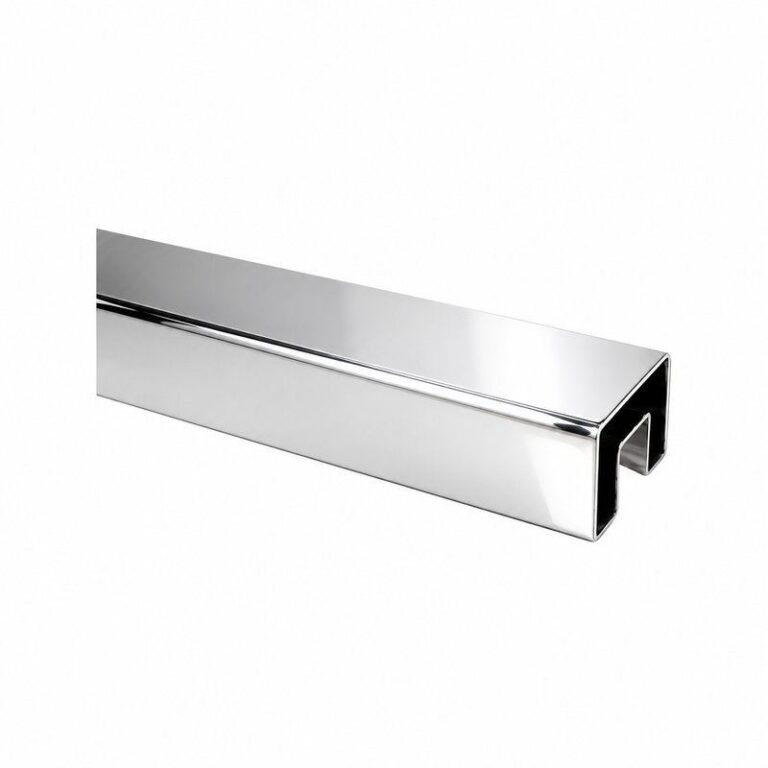 Reflective Silver Square Slotted Glass Handrail Tube