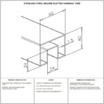 Reflective Silver Square Slotted Glass Handrail Tube