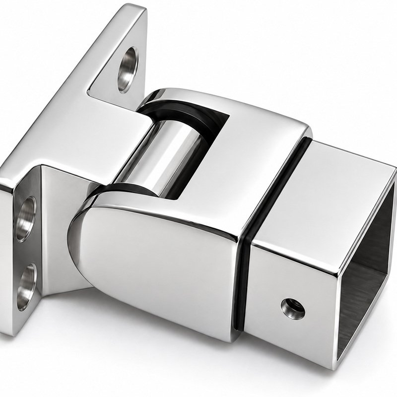 Reflective Silver Pivoting Square Handrail Wall Connector