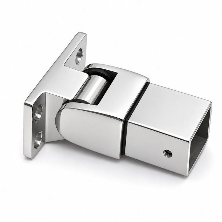 Reflective Silver Pivoting Square Handrail Wall Connector
