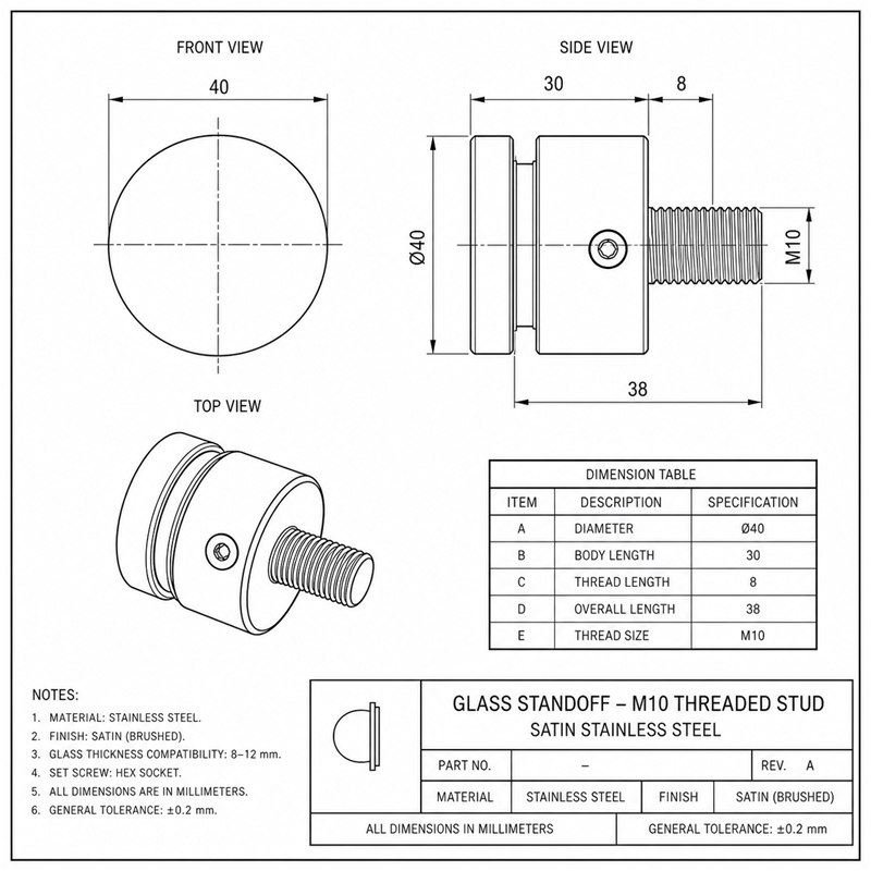 Side-screw Wall Glass Standoff