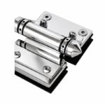 Bolt-Plate Glass-to-Glass Pool Gate Hinge — Polished silver appearance concept
