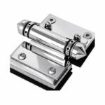 Bolt-Plate Glass-to-Glass Pool Gate Hinge — Polished silver appearance concept
