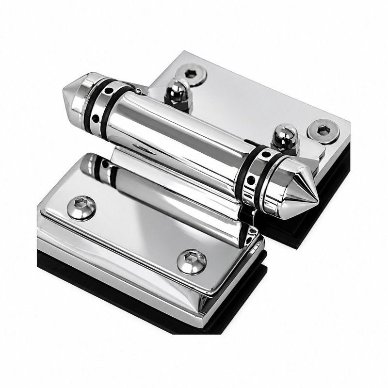 Bolt-Plate Glass-to-Glass Pool Gate Hinge — Polished silver appearance concept
