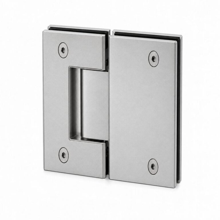 Rectangular Glass-to-Glass Pool Gate Hinge — Matte silver appearance concept