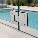 Rectangular Glass-to-Glass Pool Gate Hinge — Matte silver appearance concept
