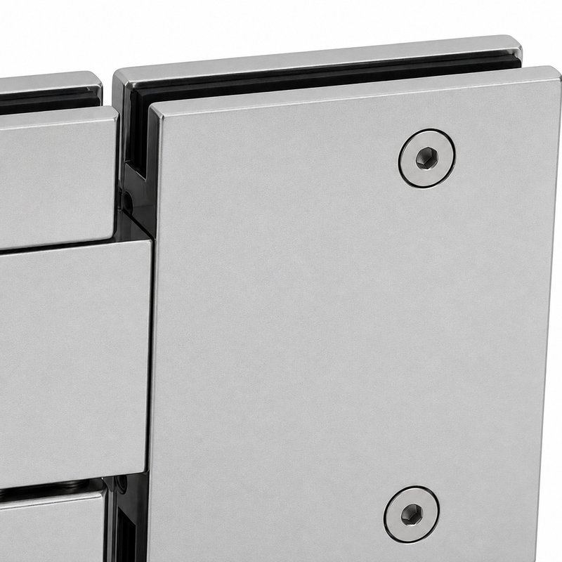 Rectangular Glass-to-Glass Pool Gate Hinge — Matte silver appearance concept
