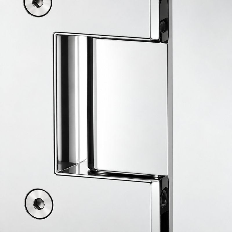 Rectangular Glass-to-Glass Pool Gate Hinge — Polished silver appearance concept