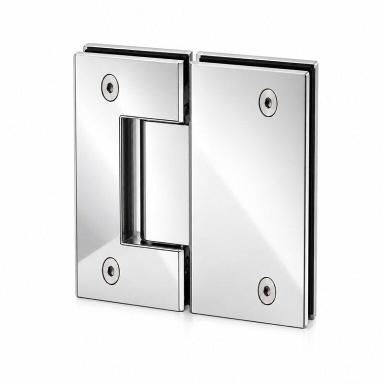 Rectangular Glass-to-Glass Pool Gate Hinge — Polished silver appearance concept