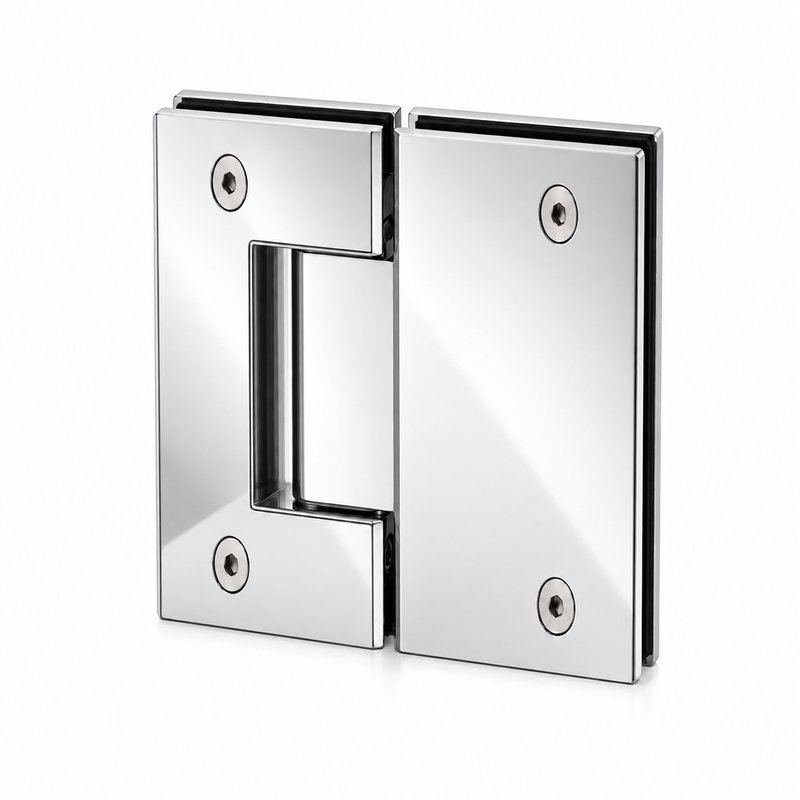 Rectangular Glass-to-Glass Pool Gate Hinge — Polished silver appearance concept