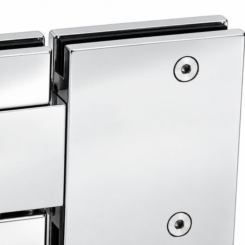 Rectangular Glass-to-Glass Pool Gate Hinge — Polished silver appearance concept