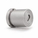 Slotted-Cap Pool Fence Glass Adapter — Matte silver appearance concept