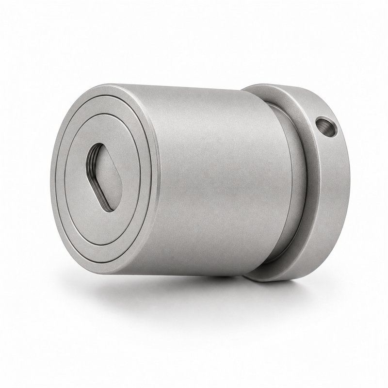 Slotted-Cap Pool Fence Glass Adapter — Matte silver appearance concept
