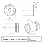 Slotted-Cap Pool Fence Glass Adapter — Matte silver appearance concept