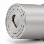 Slotted-Cap Pool Fence Glass Adapter — Matte silver appearance concept