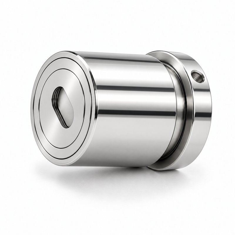 Slotted-Cap Pool Fence Glass Adapter — Polished silver appearance concept